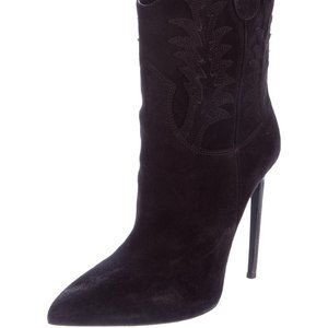 SAINT LAURENT Cowboy Suede Pointed-Toe Boots